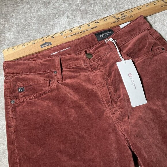 AG Adriano Goldschmeid The Farrah high rise jeans size 30 brown red preppy - Picture 11 of 16